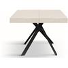 Tavolo FORTE DEI MARMI in legno, finitura bianco frassinato e gambe incrociate in metallo antracite, allungabile 95×90 cm - 145 x 90 cm