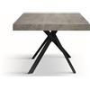 Tavolo FORTE DEI MARMI in legno, finitura grigio cemento e gambe incrociate in metallo antracite, allungabile 95×90 cm - 145 x 90 cm