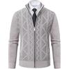 PADOLA Cardigan da Uomo Maglione Con Zip per La Mezza Stagione Invernale Autunno Calda Casual Felpa (XL, Beige)