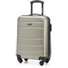 WITTCHEN Valigia da Cabina Trolley Bagaglio a Mano Valigia a rotelle Valigia piccola Trolley guscio duro in ABS con 4 ruote spinner Serratura a combinazione Maniglia telescopica Globe Line champagne