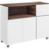 HOMCOM Mobile Cucina Credenza Moderna in Legno con Armadietti, Cassetto e Vano Aperto, Mobile Multiuso per Cucina e Soggiorno, 105x39x83cm, Bianco