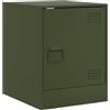 vidaXL Comodino Verde Oliva 34,5x39x44 cm in Acciaio, armadietto, mobile per camera da letto, supporto per telefono, mobiletto, armadietto notte