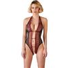 Abierta Fina Body con Glitter e Strass Rosso e Nero