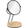 Navaris Specchio da Trucco con Base Legno - Specchio da Tavolo con Ingrandimento 2X - Specchio Cosmetico Ingranditore - Specchio Doppio da Bagno Nero