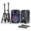 EXTREME SOUND CASSE AUDIO AMPLIFICATE MINI KIT Karaoke BLUETOOTH RADIO 2 STATIVI e 2 MIC