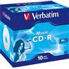 Verbatim 10 CD-R Music 700MB 80 Min AZO 16X, in Jewel Case singoli - 43365