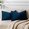 JUSPURBET Copricuscini in Velluto Blu Navy Lombari 30x50 cm Set di 2 per Divano Soggiorno Camera da Letto Decorativi Rettangolari Solidi Morbidi con Cerniera Invisibile