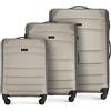 WITTCHEN valigia da viaggio set di 3 valigie trolley bagaglio a mano valigia set di valigie a rotelle in ABS con 4 ruote spinner chiusura a combinazione maniglia telescopica Globe Line champagne