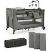 Kinderkraft Lettino da viaggio 3in1 JOY 2 con accessori grigio scuro