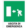 Cartello All. Uscita Di Emergenza A Sinistra L. 250 x H. 310mm