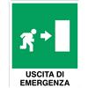 Cartello All. Uscita Di Emergenza A Destra L. 250 x H. 310mm