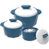 Pinnacle - Casseruola isolata con coperchio, set da 3 pezzi, 3/2/1 qt. Scaldavivande termiche per zuppa/insalata, contenitore per alimenti caldi in acciaio inox, set regalo per mamme - Vacanze