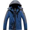 DAFENP Giacca Sci Uomo in Pile Giacca Montagna Trekking Impermeabile Antivento Calda Giubbotto Neve Snowboard Invernale Cappotto con Cappuccio All'aperto CFY815M-DenimBlue1-XL
