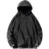 Generic Felpe con Cappuccio lavate Abbigliamento da Uomo in Cotone Lavaggio Acido Nero Vintage Pullover Casual Uomo Felpe Hiphop Abbigliamento Y2K Streetwear (Black,3XL)