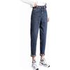 Lazutom Inverno in pile foderato Jeans inverno elastico a vita alta caldo termico Denim pantaloni, Blu scuro, 44