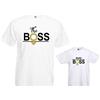 love print Coppia di T-Shirt Magliette Padre E Figlio/Figlia Idea Regalo Festa del papà The Boss Gold (Bianco, Uomo L Bimbo 3)
