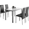 MOMMA HOME - Set di tavolo e sedie Melbourne, con 4 sedie, tavolo fisso, con piano in vetro, per soggiorno e cucina, molto elegante, design moderno