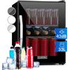 KLARSTEIN Mini Frigo Bar da Camera per Birra, Portatile, Piccolo da Ufficio, con Porta in Vetro, con Ripiani Rimovibili, 0-10°C, 33L