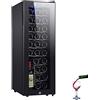 0℃ Outdoor Cantinetta Vino Nero, Frigorifero per Vini E Bevande, Temperatura Digitale del Tocco di 11-18 °C, Illuminazione Interna a LED, capacità 18 Bottiglie, 2 Zone di Temperatura, 90 L,Style 1