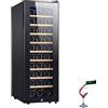 0℃ Outdoor Cantinetta Vino Nero, Frigorifero per Vini E Bevande, Temperatura Digitale del Tocco di 11-18 °C, Illuminazione Interna a LED, capacità 18 Bottiglie, 2 Zone di Temperatura, 90 L,Style 3