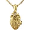 Serebra Jewelry - Collana con ciondolo a forma di cuore anatomico 3D, in acciaio inox, argento, colore: nero, oro, unisex, Argento sterling,