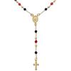 Bling Jewelry Rosario Religioso con Perle Nere E Rosse Benedette dalla Vergine Maria Madre Beata con Crocifisso E Croce Collana in Placcato Oro 18K per Donne Adolescenti