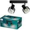Philips Sleet Spot, 2 faretti, 25W, attacco E14, lampadina non inclusa, Grado di Protezione IP20, Nero