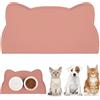 WOMLEX Tappetini Sottociotola per Cani/Gatti, 44 x 25 cm Tappetino per Ciotola di Cibo Antiscivolo per Animali, Simpatico Tappetino per Cani a Forma di Testa di Gatto per Cani e Gatti (rose, 44 * 25)
