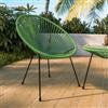 DEGHI Poltrona da giardino in metallo nero rivestita in corda verde - Kalimba