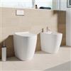 DEGHI Coppia sanitari filomuro H 50 cm in ceramica bianco opaco con sedile copriwc - Volga Sky