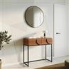DEGHI Consolle 90x86h cm in legno di acacia naturale e metallo nero con 2 cassetti - Artemide