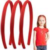 YzmrBdqc 3 Cerchietti per Capelli in Tinta Unita, in Raso, per Ragazze, Piccoli Accessori per Capelli, per Uniformi, Donne, Adulti, Bambini, Fai Da Te (Rosso)