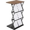 DISPLAY SALES - Porta-Depliant da Terra Pieghevole in Metallo Nero con Piano in Legno | 3 Ripiani A4 per Cataloghi, Volantini e Opuscoli | Ideale per Fiere ed Eventi
