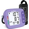 Sejoy Misuratore di Pressione da Braccio, Misuratore Pressione Professionale, Misurazione Automatic di Pressione Arteriosa e Battito Cardiaco, Display Retroilluminato, 120 Memoria, Batterie USB Viola