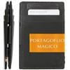 GARZINI Portafoglio Magico - in vera pelle, sottile e minimalista Magic Wallet da uomo con sistema di blocco RFID, Carbon Black