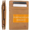 GARZINI Portafoglio Magico - in vera pelle, sottile e minimalista Magic Wallet da uomo con sistema di blocco RFID, Camel Brown