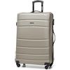 WITTCHEN Valigia da viaggio grande trolley valigia grande valigia check-in guscio rigido ABS 4 ruote piroettanti chiusura a combinazione maniglia telescopica Globe Line champagne Ryanair/ITA Airways