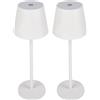 greenandco 2x Lampada da Tavolo LED senza fili, ricaricabile, dimmerabile, controllo tattile, 3000-5000K, CRI 90, 3600mAh, per interni ed esterni, colore: bianco
