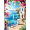 CEOVR Diamond Painting Kit Completo Paesaggio 5D Diamond Painting,Diamond Painting Adulto Paesaggio Costiero,30x40 cm Pittura Diamante,Fiori e Barche Diamanti Painting,Painting Diamond 5D