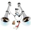 YIYIDA Air Horn Clacson per auto Corno d'aria zinco cromato Auto Horn Tromba argento 12V Car Horn Corno dell'automobile speaker Doppio tubo Corno d'aria per auto per 12v camion auto yacht ecc