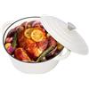 Denmay Casseruola in ghisa da 28 cm, smaltata con coperchio, adatta al forno, per cucina, stufatura, pentola smaltata, pentola a induzione (bianco)