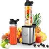 Enfmay Frullatore Elettrico, 350W Smoothie Maker Frullatore Frutta con 2 Bottiglie da 600ml Senza BPA, 4 Lame Acciaio Inox, Mini Frullatore con Pulsante One Touch, Blocco Sicurezza, Facile Pulire