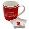 MIK funshopping Tazza di Natale | Tazza in ceramica di alta qualità con design natalizio | ideale per bevande calde e fredde | Merry Christmas 320 ml con ciotola per dolci