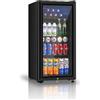 Saeoola - Frigorifero per bevande, mini frigorifero da 91 l con doppia porta in vetro, refrigeratore per bibite, birra o vino per casa, ufficio o bar con ripiani rimovibili regolabili