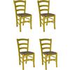 S.I.S.A. di G.&G. srl SISA srl, Set di 4 Sedie, Sedie Da Giardino In Legno, Sedie Sala Da Pranzo, Arredamento Casa, Modello Paesana, Sedie Colorate, Colore Giallo, Seduta Paglia, 45x 37x 87 Cm, Made In Italy