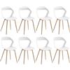 JZGORC Set di 8 Sedie da Pranzo Moderno, Sedie da Cucina, con Gambe in Metallo Sedia e Grande Design Dello Schienale Cavo, Adatto Per Soggiorno e Sala da Pranzo - Bianco + Legno