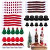 Wxgoqrcn 40 Pezzi Cappellini e Sciarpe di Natale, Mini Cappelli e Echarpes di Babbo Natale, Cappellini natalizi per decorare piccoli alberi di Natale