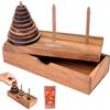 LOGICA GIOCHI Art. Torre di Hanoi 9 Dischi - Rompicapo in Legno Sequenziale - Difficoltà Miste - Scatola Richiudibile