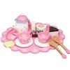 WOODENFUN Set da tè in legno, Giochi per bambini, Accessori da cucina, Giocattolo per alimenti, Set da tè per bambini, Torta, Tazza da tè al cioccolato, Set di accessori in legno, Rosa