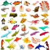 Pinowu Figurine di Animali Marini dell'Oceano (50 pezzi), Set di Giocattoli da Bagno in Mini Vinile in Gomma, Realistici Giocattoli da Bagno per Mare per Festa dei Bambini, Topper per Cupcake
